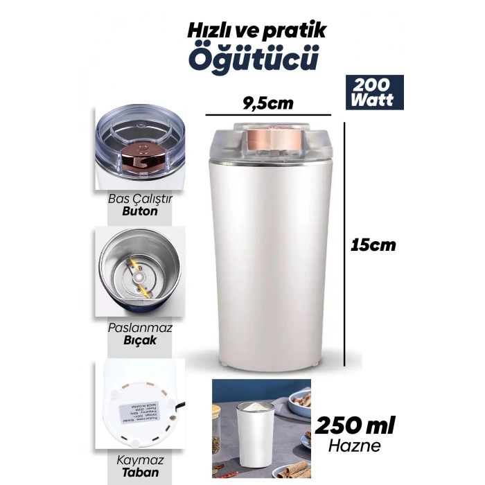 ÇOK SATAN Kahve ve Baharat Öğütücü Paslanmaz Çelik Elektrikli Öğütücü