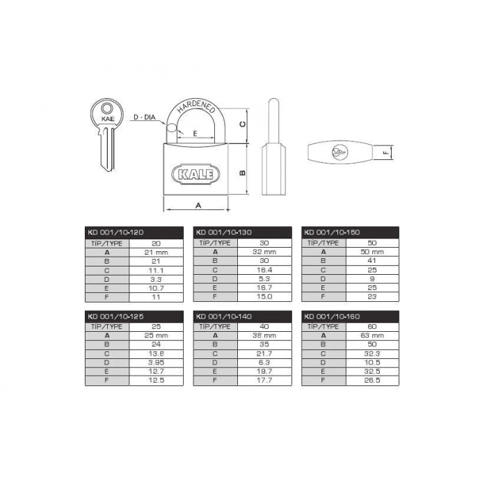 ÇOK SATAN Kale 25 mm Gri Asma Kilit KD-001/10-125
