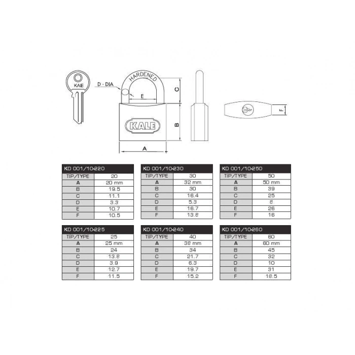ÇOK SATAN Kale 32 mm Sarı Pirinç Asma Kilit KD-001/10-230