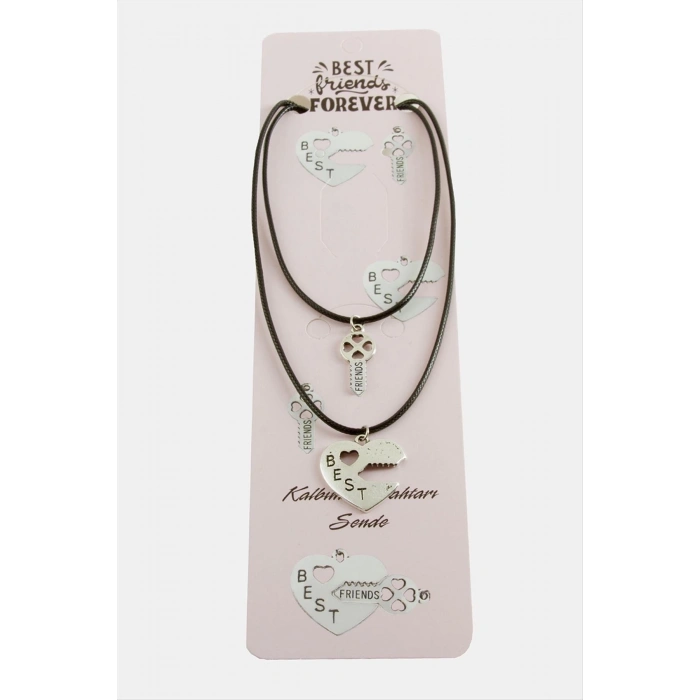 ÇOK SATAN Kalp Anahtar Arkadaşlık Kolyeleri (Çift Kolye)