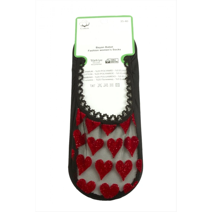 ÇOK SATAN Kalp Dantel Babet Çorap