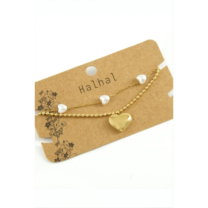 ÇOK SATAN Kalp Lüks İnci Çelik Halhal