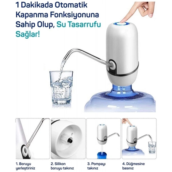 ÇOK SATAN Kampta Piknikte Yazlıkta Şarjlı Damacana Otomatik Su Pompası