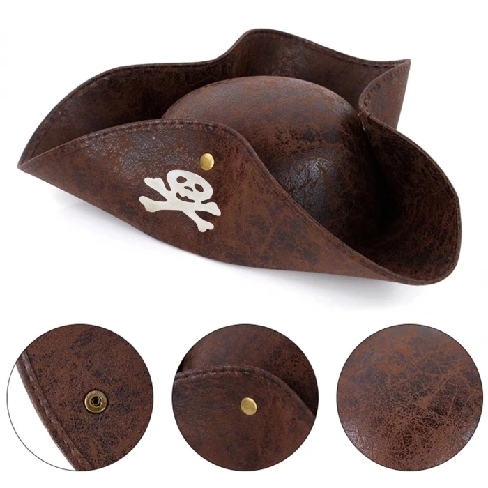 ÇOK SATAN Kaptan Jack Korsan Şapkası Vinleks Deri Denizci Korsan Şapkası