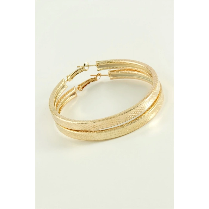 ÇOK SATAN Kare Baklava Desenli Halka Küpe 4,5 cm