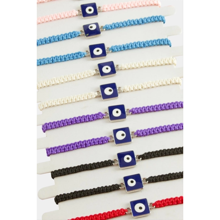 ÇOK SATAN Kare Nazar Makrome Örgülü Bileklik