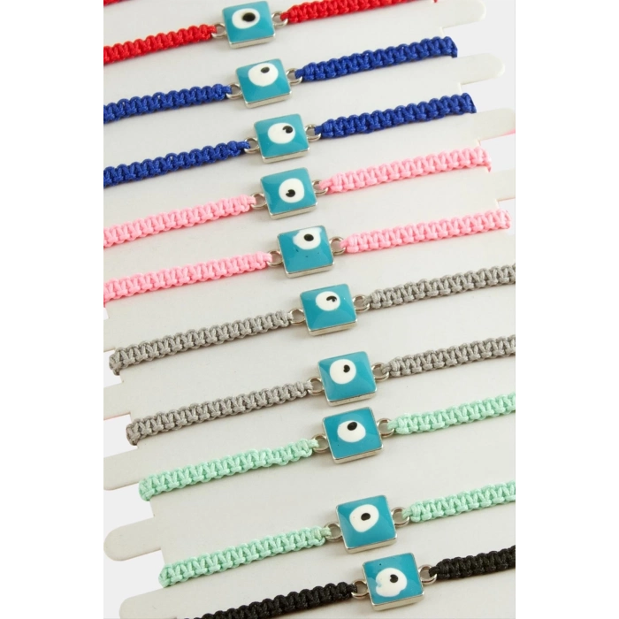 ÇOK SATAN Kare Nazar Makrome Örgülü Bileklik