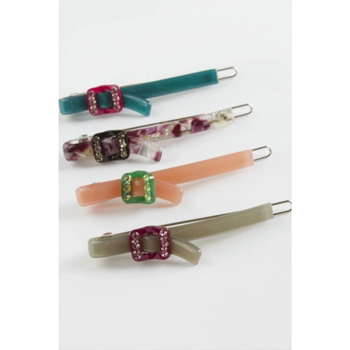 ÇOK SATAN Kare Taşlı Klipsli Toka