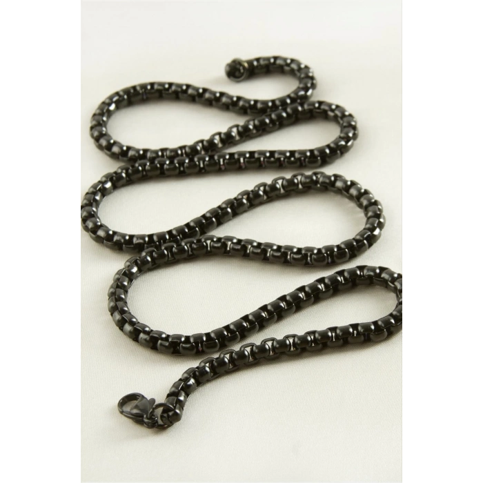 ÇOK SATAN Kare Zincir Çelik Kolye 45 cm