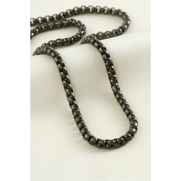 ÇOK SATAN Kare Zincir Çelik Kolye 45 cm