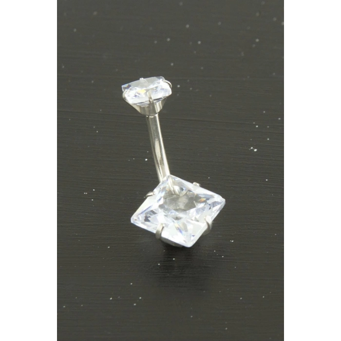 ÇOK SATAN Kare Zirkon Taşlı Çelik Piercing 1 Adet