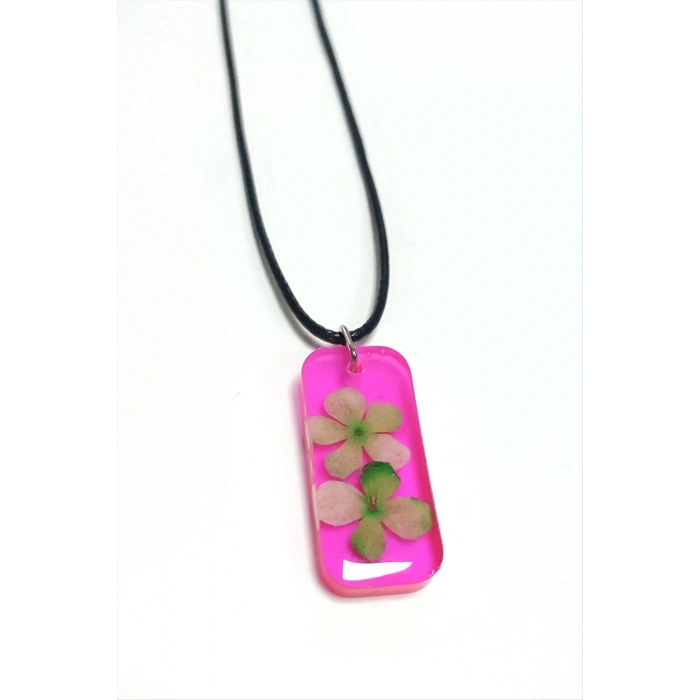 ÇOK SATAN Kartopu Çiçeği Dikdörtgen Epoksi Kolye