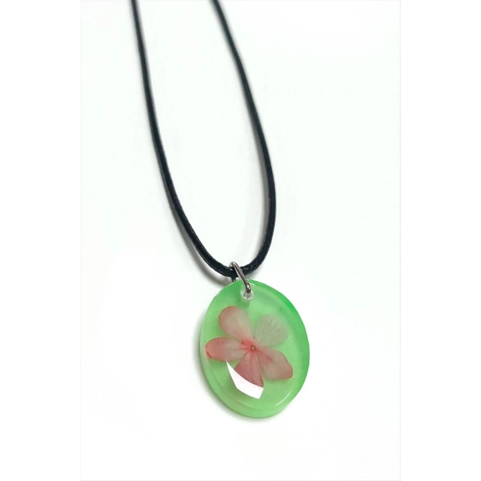 ÇOK SATAN Kartopu Çiçeği Oval Epoksi Kolye