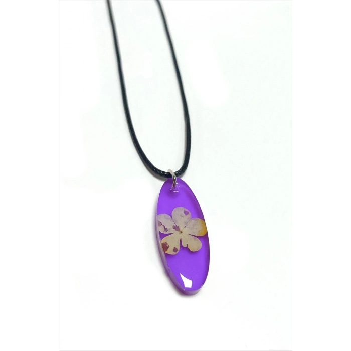 ÇOK SATAN Kartopu Çiçeği Oval Epoksi Kolye