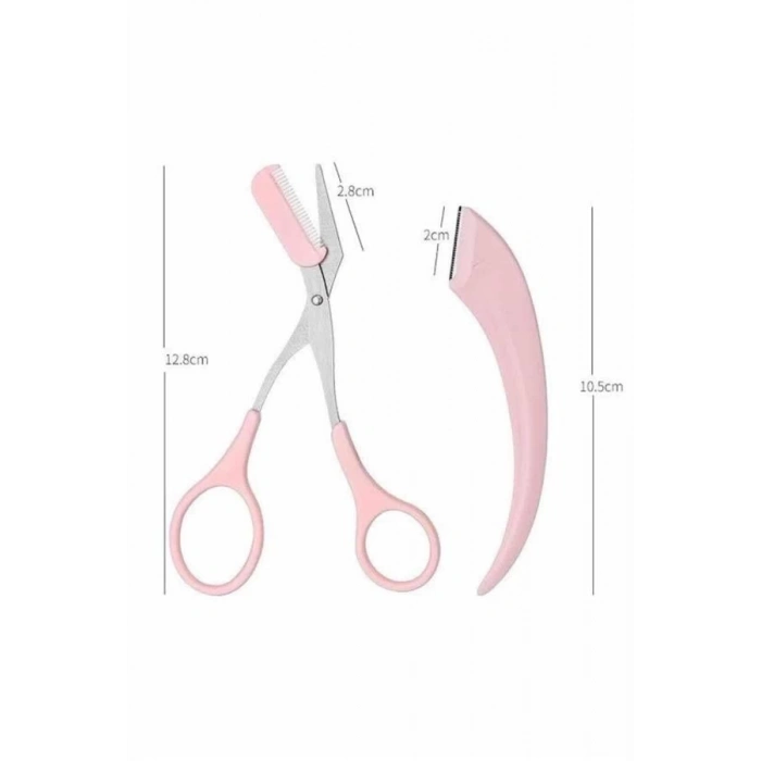 ÇOK SATAN Kavisli Kaş Düzeltici Seti Kaş Makası ve Kaş Usturası Paslanmaz Çelik Bıçaklı