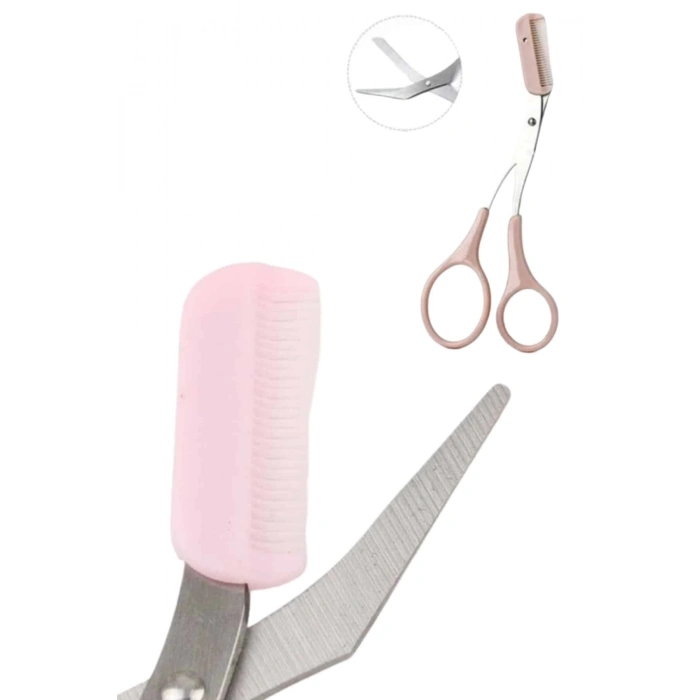 ÇOK SATAN Kavisli Kaş Kirpik Düzeltici Bıyık Alma Taraklı Kaş Makası Yüz Bakım Seti Makas