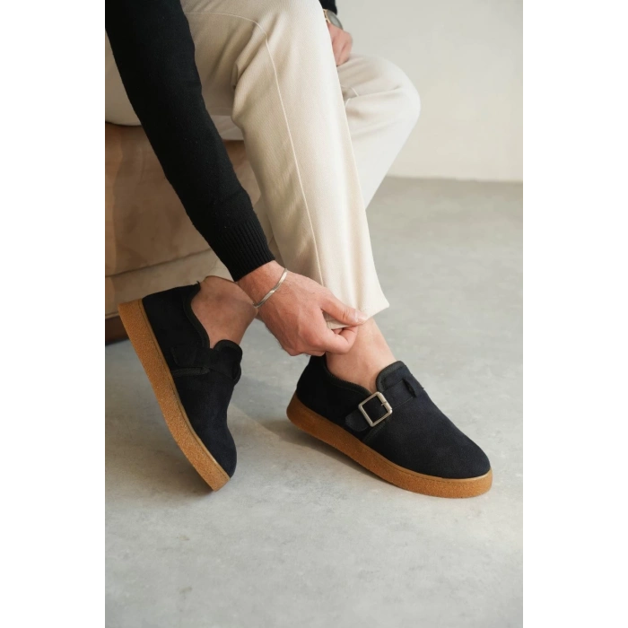 ÇOK SATAN KB-KX1 Kuback Lacivert Kahve Taban Kürklü Günlük Erkek Ayakkabı