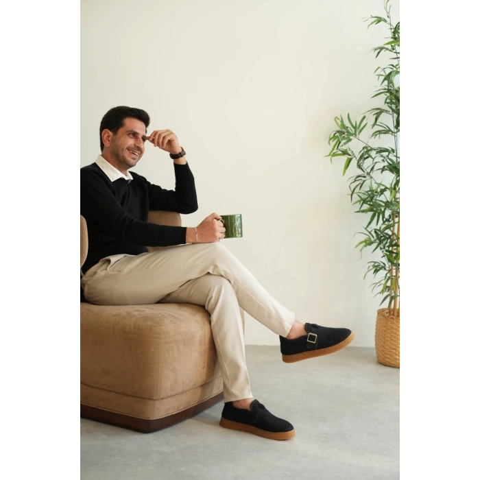 ÇOK SATAN KB-KX1 Kuback Lacivert Kahve Taban Kürklü Günlük Erkek Ayakkabı