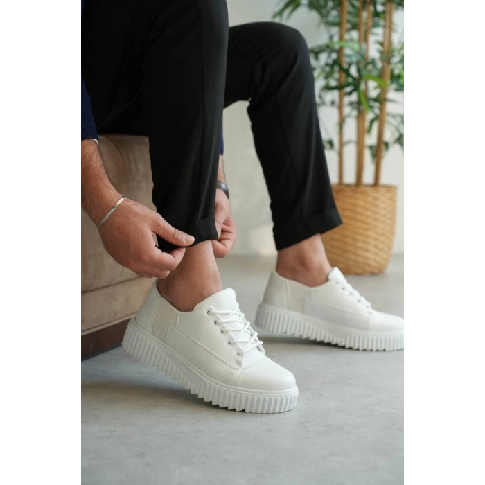 ÇOK SATAN KB-X516 Kuback Beyaz Cilt Günlük Erkek Ayakkabı