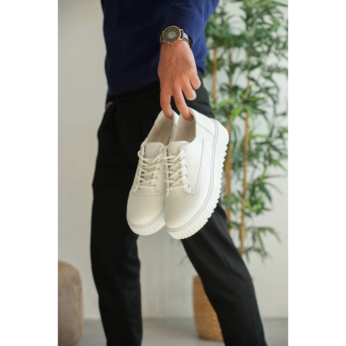 ÇOK SATAN KB-X516 Kuback Beyaz Cilt Günlük Erkek Ayakkabı