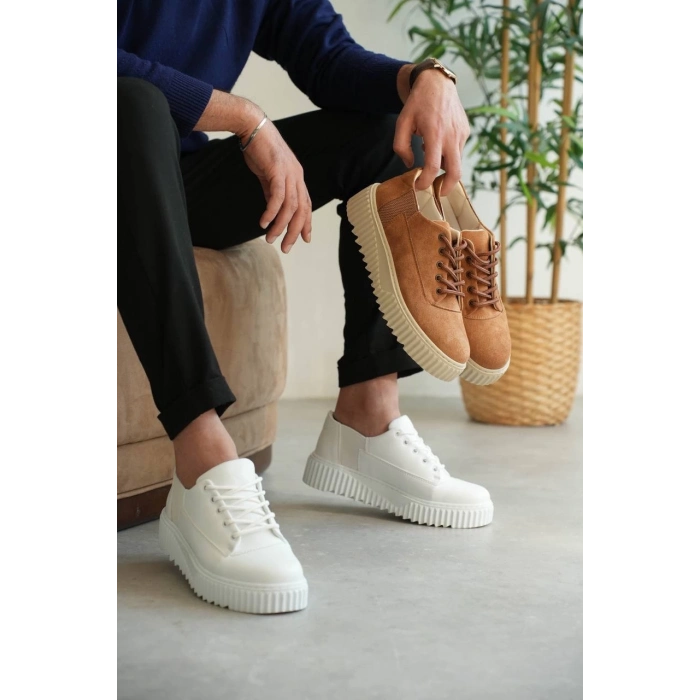 ÇOK SATAN KB-X516 Kuback Beyaz Cilt Günlük Erkek Ayakkabı