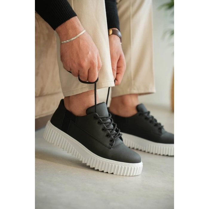 ÇOK SATAN KB-X516 Kuback Siyah Cilt Günlük Erkek Ayakkabı