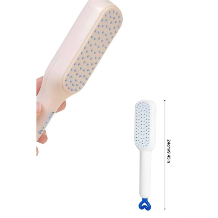 ÇOK SATAN Kendi Kendini Temizleyen Otomatik Tuşlu Saç Tarağı Dolaşık Açıcı Masaj Fırçası Silikon Fırça