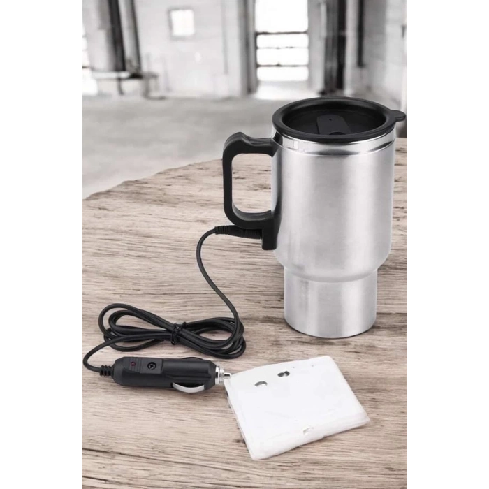 ÇOK SATAN Kettle Kapaklı Araç İçi Termos Tüm Arabalara Uyumlu Çakmaklık Girişli Su Isıtıcı Bardak