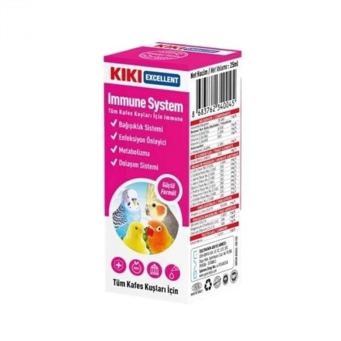 ÇOK SATAN Kiki Excellent Immune System Kuşlar için Bağışıklık Güçlendirici Sıvı Damla 25 Ml