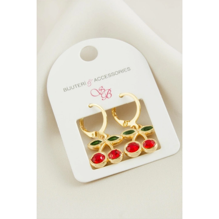 ÇOK SATAN Kiraz Taşlı Küpe