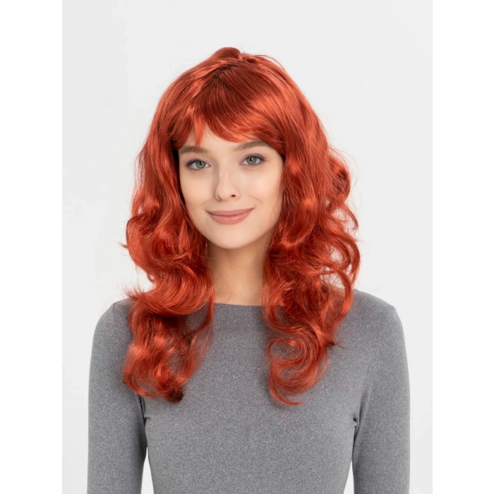 ÇOK SATAN Kızıl Renk Kahküllü Dalgalı Uzun Parti Peruğu