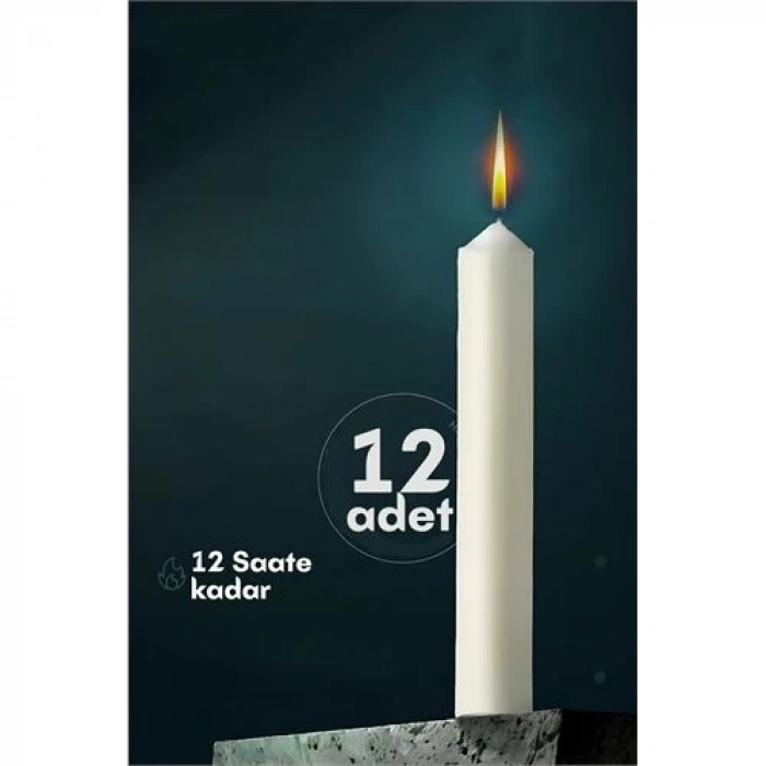 ÇOK SATAN Klasik Mum 12 Adet - Kokusuz Mum