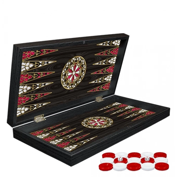 ÇOK SATAN Klasik Sedef İşlemeli Tavla Model 2