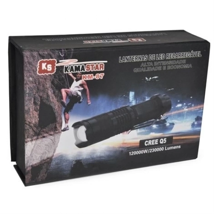 ÇOK SATAN Km 87 Polis Tipi Zoomlu Şarjlı Metal Dağ Kamp Cep Feneri