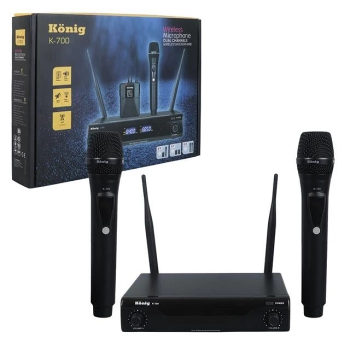 ÇOK SATAN König K-700 E-e profesyonel 663-694mhz 2 el 2 Kanal Uhf 2x50 Kablosuz Telsiz Mikrofon