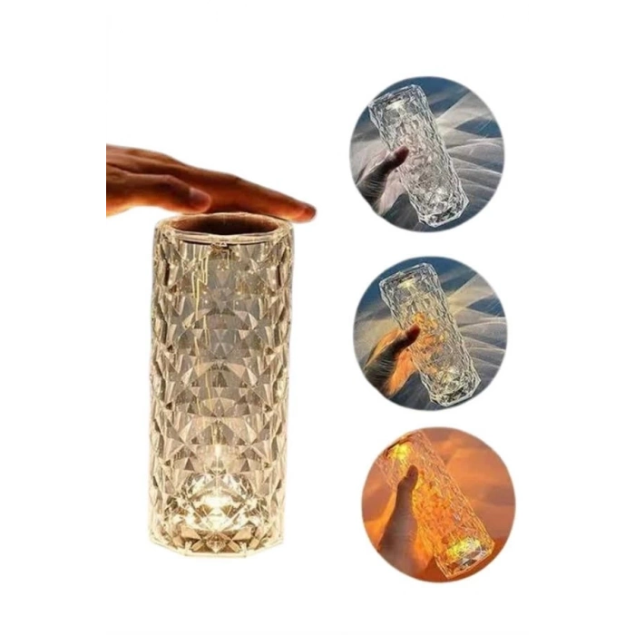 ÇOK SATAN Kristal Lamba Masa Lambası Şarjlı Masa Lambası Dokunmatik Sensör Usb Şarjlı