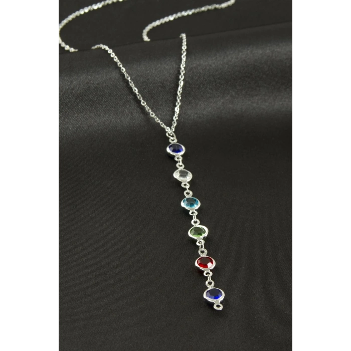 ÇOK SATAN Kristal Taşlı Çelik Kolye