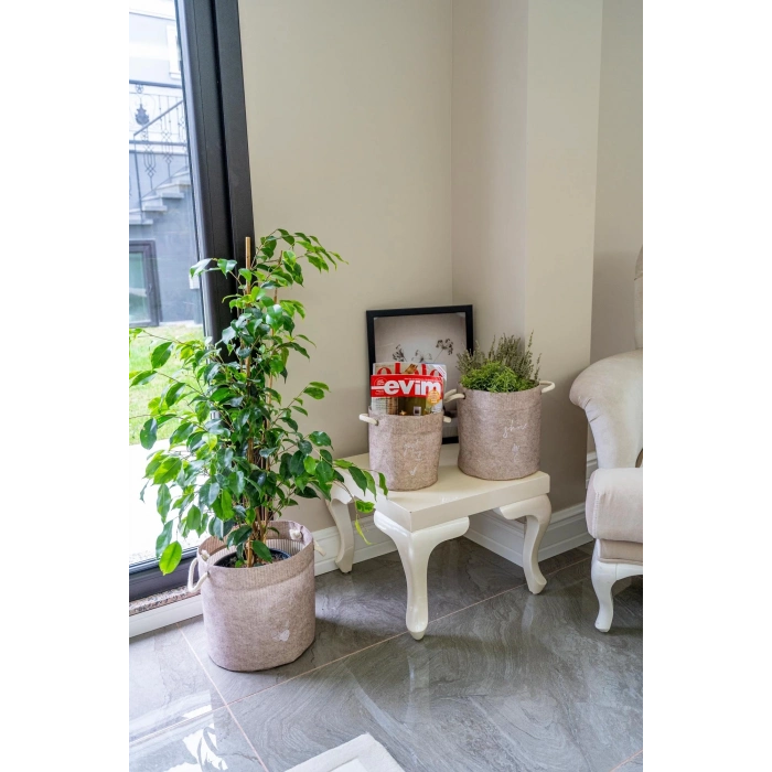 ÇOK SATAN Kulplu Yuvarlak Düzenleyici Çok Amaçlı Kolay Taşınabilen Organizer Keçe Sepet (mini) 03662