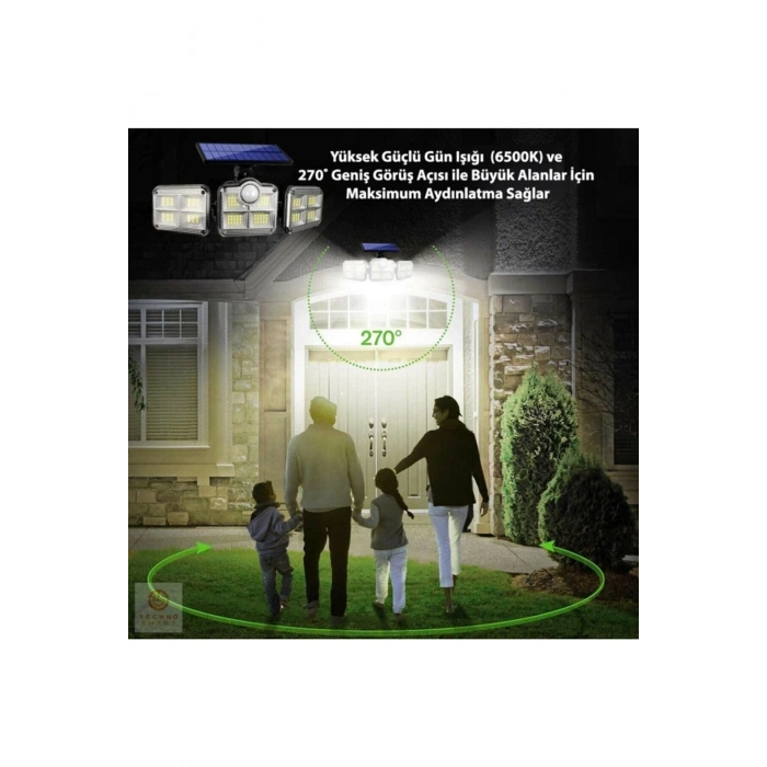 ÇOK SATAN Kumandalı Solar Güneş Enerjili 122 Ledli Hareket Sensörlü Bahçe Aydınlatma Sokak Lambası