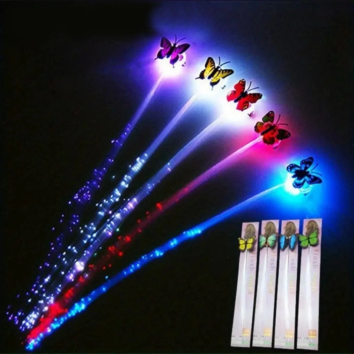 ÇOK SATAN Led Fiber Optik Işıklı Kelebek Saç Klipsi