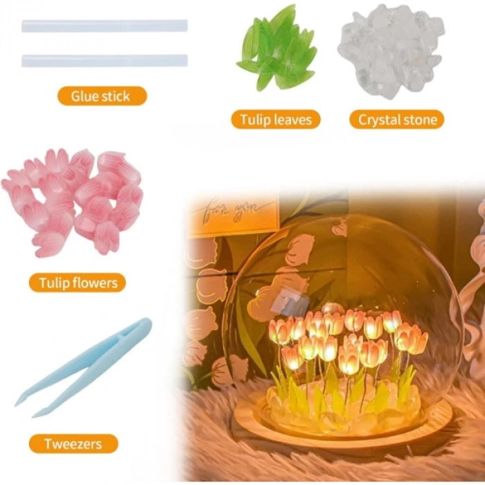 ÇOK SATAN Led Işıklı Kendin Yap Lale Cam Küre