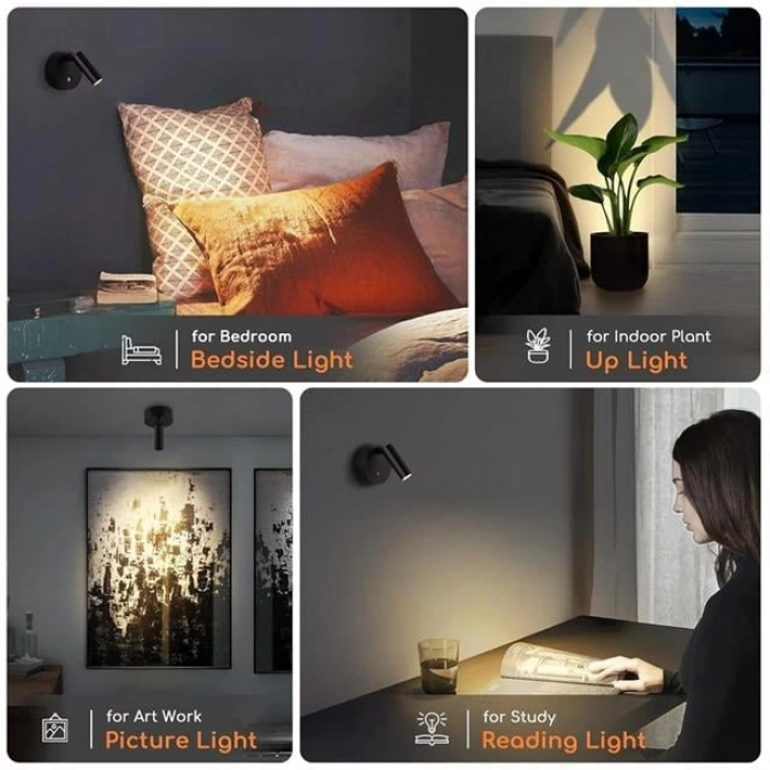 ÇOK SATAN Ledx Al-xyd05 Çok Fonksiyonlu Dokunmatik Şarjlı 1200mah Duvar Aplik 3000k-4000k-6500k Type-c Şarj Girişli