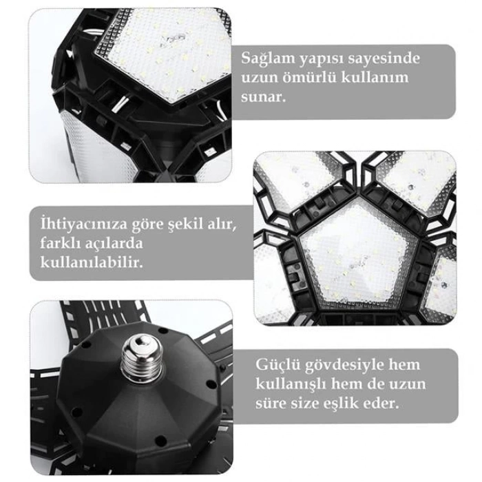 ÇOK SATAN Ledx Ayarlanabilir Açılı 3 Kanatlı 72 Smd Ledli Galaxy Projektör Işığı 40w 4400 Lumen E27 32cm