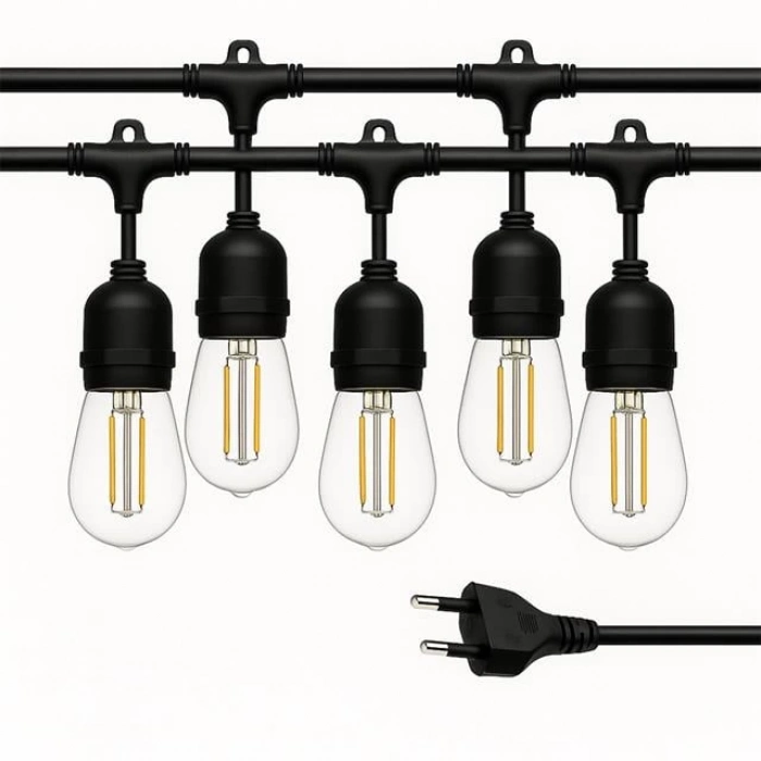 ÇOK SATAN Ledx Kb00001 5li E27 Duy Sıralı 5 Metre Lamba Kablosu (5 Adet Duy İçerir)