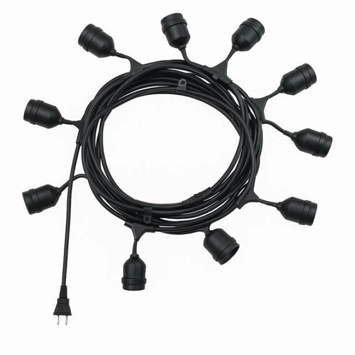 ÇOK SATAN Ledx Kb00002 10lu E27 Duy Sıralı 10 Metre Lamba Kablosu (10 Adet Duy İçerir)