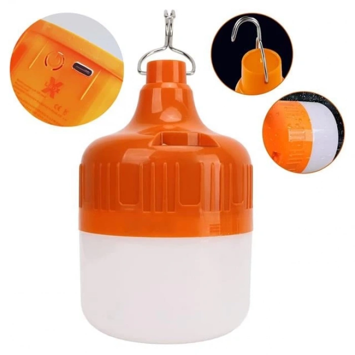 ÇOK SATAN Ledx Ln-or100g 100 Watt Type-c Şarjlı Taşınabilir Asma Kancalı Kamp Çadır Lambası 6500k 1200mah 3 Modlu Abs Malzeme