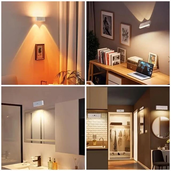 ÇOK SATAN Ledx Sk-bd188f Çift Yönlü Hareket Sensörlü Dekoratif Şarjlı Duvar Aplik 2 Mercekli 15 Smd Ledli 3000k-4000k-6500k