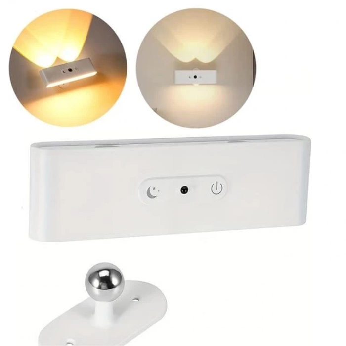 ÇOK SATAN Ledx Sk-bd188f Çift Yönlü Hareket Sensörlü Dekoratif Şarjlı Duvar Aplik 2 Mercekli 15 Smd Ledli 3000k-4000k-6500k