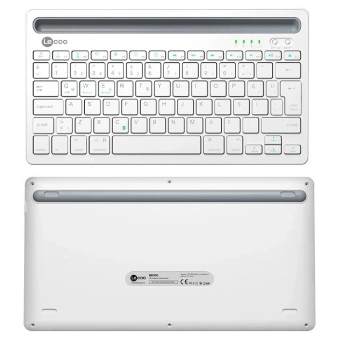 ÇOK SATAN Lenovo Lecoo Bk100 Bluetooth V3.0 Çoklu Cihaz Uyumlu Şarj Edilebilir Kablosuz Beyaz Türkçe Q Klavye