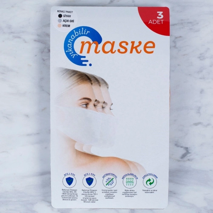 ÇOK SATAN Loren 3 Adet Yıkanabilir Maske